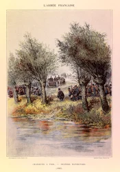 Typer og uniformer af kaptajn Jules Richards franske Armee, illustreret af Edouard Detaille (1848-1912): Jægere til fods; de store manøvrer i 1885, Privat Samling