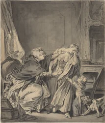 The Angry Mother (sort og grå lavering over grafit på lagt papir)