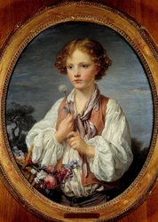 Ung dreng i kurven med blomster af Jean Baptiste Greuze (1725-1805) 1761