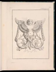 Design til en sfinx, pl. 2, Deuxieme Cahiers des arabesques dessinés par J.B. Huet... [Bog 2, Portfolios of Arabesques Designet af J.B. har]