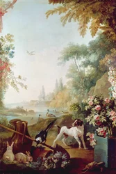 To kaniner, en skate og en hund, fra Gilles Demarteau