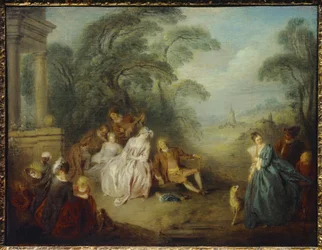 Samlet i en park Maleri af Jean Baptiste Pater (1695-1736) 1700-tallet