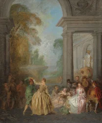 Dansere i en pavillon, 1720