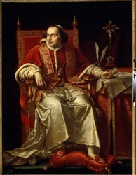 Portræt af pave Pius VII (1742-1823) (Portræt af pave Pius VII). Maleri af Jean Baptiste Joseph Wicar (1762-1834). Olie på lærred