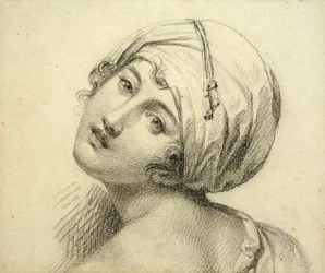 Portræt af Emma (ca. 1765-1815) Lady Hamilton (sort kridt på papir)