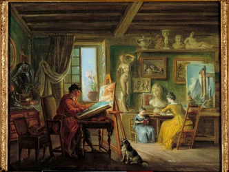 Malerens værksted Maleri af Jean Baptiste Lallemand (1710-1803) 1700-tallets Dijon, Museum of Fine Arts