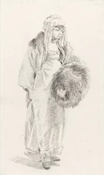 Russisk kvinde med en pelsmuffe, mellem 1758 og 1761