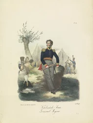 Generalmajor, 1820-1825 Hollandsk hær, generalmajor (titel på objekt) Militære kostumer af Kongeriget Holland. Dedikeret til Hans Excellence Willem van Bylandt (serietitel på objekt)