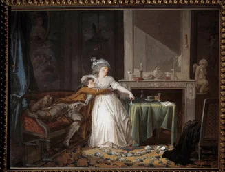 Den knækkede kop. Maleri af Jean Baptiste Mallet (1759-1835)