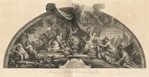 Holland accepterer fred og løsriver sig fra Tyskland og Spanien 1678, Center for galleriet ved siden af ​​Salon de la Paix (Holland accepterer fred og løsriver sig fra Tyskland og Spanien 1678, Center for galleriet ved siden af ​​Salon of Peace) [pl. 33