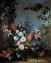 Blomster og frugter Maleri af Jean Baptiste (Jean-Baptiste) Monnoyer (1634-1699) 1600-tallets Orleans musee des Beaux Arts