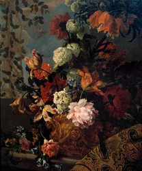 Stilleben af blomster Maleri af Jean Baptiste (Jean-Baptiste) Monnoyer (1634-1699) 1600-tallet søn. 1,13x1 m Marseille, Musee des Beaux Arts