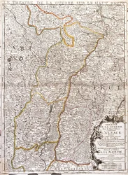 Kort over Alsace (Frankrig) (Gravering