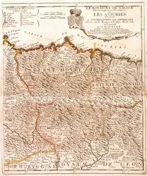Kort over Asturien (Spanien) (gravering