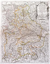 Kort over Bayern (Tyskland) (Gravering