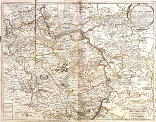 Kort over Rheinland-Pfalz og en del af Bayern (Tyskland) (Gravering