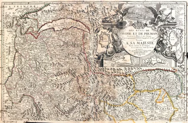 Kort over Savoyen og Piemonte (Italien) (Gravering
