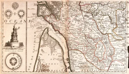 Kort over Aquitaine (Frankrig) (Gravering