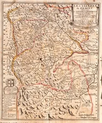 Kort over Piemonte (Italien) (Gravering