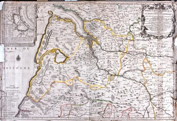 Kort over området omkring Bordeaux (Frankrig) (gravering