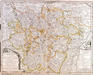 Kort over provinsen Lorraine (Frankrig) (gravering