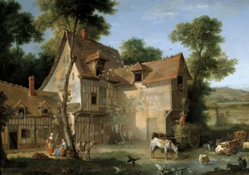 Detalje Gård. Maleri af Jean Baptiste Oudry (1686-1755) 1750 søn. 1,3x2,12 m