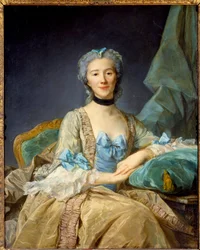 Portræt af Madame de Sorquainville - Maleri af Jean-Baptiste Perroneau (Jean Baptiste Perronneau) (1715-1783) - h s/t 1,01 x 0,81m - Paris, Louvre museum - Portræt af Madame de Sorquainville. Maleri af Jean-Baptiste Perroneau (1715-1783) - 1,01 x 0