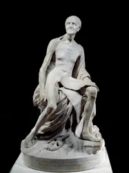 Francois-Marie Arouet dit Voltaire nu (1694-1778) Marmorskulptur af Jean-Baptiste Pigalle (1714-1785) 1776 Søn. 1,5 m Paris, Louvre-museet