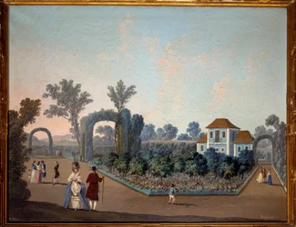 Udsigt over Benficas haver i Lissabon i 1785 Akvarel af Jean Pillement (1728-1808) 1785 Paris, Dekorativ kunst
