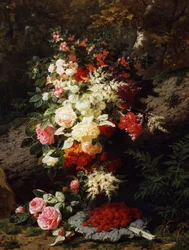 Stilleben med hindbær. Maleri af Jean Baptiste Robie (1821-1910) Privat samling.