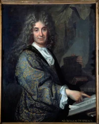 Portræt af Nicolas Boileau (1636-1711) dit Boileau Despreaux (Boileau-Despreaux), fransk forfatter - Maleri af Jean Baptiste Santerre (1651-1717) - Olie på lærred - Søn 1,00 X 0,82 m - Lyon, Musee Des Beaux Kunst - Portræt af Nicolas Boileau (1636-1711) ke