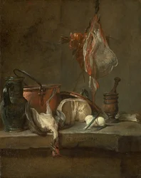 Stilleben med rokke og kurv med løg, 1731