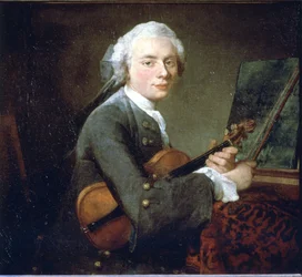 Den unge mand i violinen, omkring 1738. Portræt af Charles Theodose Godefroy. Olie på lærred af Jean Baptiste Simeon Chardin (1699 - 1789). Paris, Musée du Louvre.