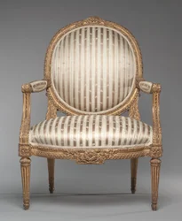 Lænestol (Fauteuil), ca. 1765 (udskåret og forgyldt træ)
