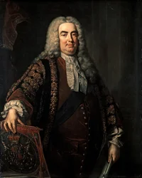 WALPOLE Robert: Første jarl af Oxford (1676-1745), ca. 1740 (olie på lærred)