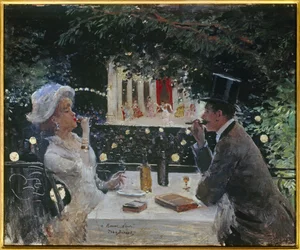Middag hos ambassadørerne. Maleri af Jean Beraud (1849-1935), 20. århundrede. Olie på træ. Mål: 0,37 x 0,45 m. Paris, Musée Carnavalet.