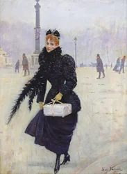 Parisisk kvinde på Place de la Concorde, ca. 1890