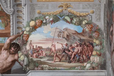 Et af de enogfyrre paneler med scener, der fortæller om begivenhederne omkring Bacchus
