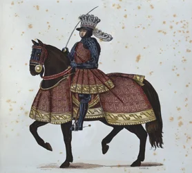Ludvig XII på vej ind i Genova, indgraveret af Gautier efter en illustration i 