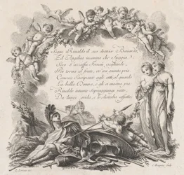 Vignette til den første sang af Roland Furieux, 1700-tallet.