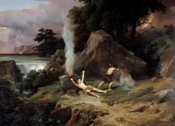 Kain, jaloux, dræber sin bror Abel. Maleri af Jean Charles Rémond (1795-1875), 1838. Olie. 2,65 x 3,98 m. Musée Fabre, Montpellier