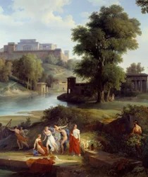 Odyssee af Homere: "" Ulysses ser Nausicaa, datter af kong Alcinoos, spille en bold med sine tilhængere"" Detail. Maleri af Jean Charles Remond (1795-1875) 1830 Nantes, Musee des Beaux Arts