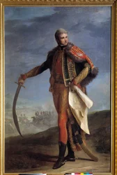 Portræt i foden af Jean Lannes (1769-1809) Hertug af Montebello, marechal of Empire Maleri af Jean Charles Nicaise Perrin (1754-1831). 1804-1809. Svag. 2,1x1,4 m. - Portræt i fuld længde af Jean Lannes (1769-1809) hertug af Montebello, imperiets marskal.