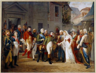 Napoleon I (1769-1821) modtog dronning Louise af Preussen (1776 - 1810) i Tilsit (Tilsitt) den 6. juli