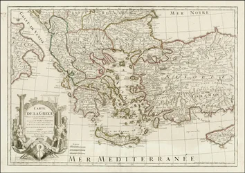 1780 kort - Carte de la Grece Dressee sur un grand nombre de memoires anciens et nouveaux, Sur ceux de Mrs. Whele et Tournefort