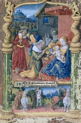 Fru Lat. Q.v.I.126 fol.31 Tilbedelse af de tre konger, fra Louis d