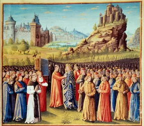 Andet korstog (1147-1149): Kong Ludvig VII sagde, at de unge (1120-1180) tog korset ved Vézelay i nærværelse af Saint Bernard de Clairvaux (San Bernardo di Chiaravalle) (1090-1153) og aftenen i Versailles den 31. /03/1146. Mange baroner tog også