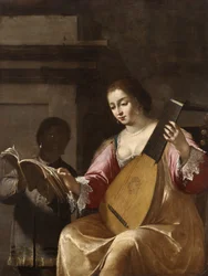 Kvinde, der spiller lut, 1638