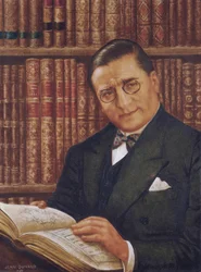 Armand Albert Rateau i sit bibliotek, af Jean Dunand (1877-1942)