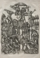Kristus på korset mellem de to tyve, før 1561.